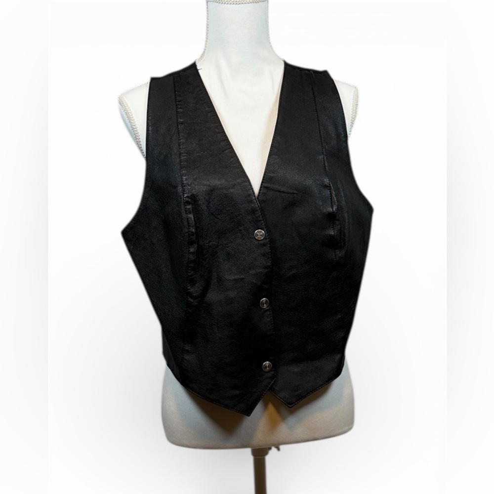 Wilson Sleek Black Leather Vest Women’s Size XL